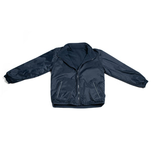 SCHOOL JACKET <BR>
Nylon Outer, Fleece interior, Reflective Piping <BR>
Royal, Wine & Navy <BR>