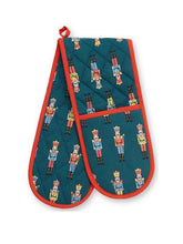 Load image into Gallery viewer, CATHERINE LANSFIELD &lt;BR&gt;
Nutcracker Double Oven Gloves &lt;BR&gt;
Green with red trim &lt;BR&gt;
