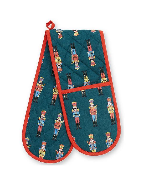 CATHERINE LANSFIELD <BR>
Nutcracker Double Oven Gloves <BR>
Green with red trim <BR>