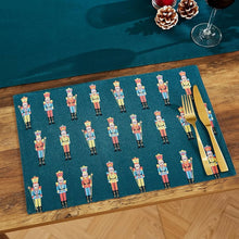 Load image into Gallery viewer, CATHERINE LANSFIELD &lt;BR&gt;
Christmas Nutcracker Cotton Placemat Pair &lt;BR&gt;
Green &lt;BR&gt;
