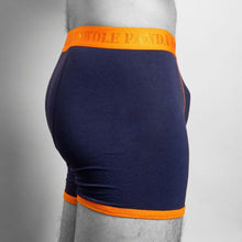 Load image into Gallery viewer, SWOLE PANDA &lt;BR&gt;
Men&#39;s fitted bamboo boxers&lt;BR&gt;
Navy/Orange
