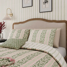 Load image into Gallery viewer, HELENA SPRINGFIELD &lt;BR&gt;
Oak Stripe Duvet Cover Set &lt;BR&gt;
Green/Pink &lt;BR&gt;
