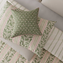 Load image into Gallery viewer, HELENA SPRINGFIELD &lt;BR&gt;
Oak Stripe Duvet Cover Set &lt;BR&gt;
Green/Pink &lt;BR&gt;
