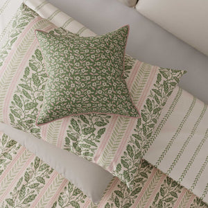 HELENA SPRINGFIELD <BR>
Oak Stripe Duvet Cover Set <BR>
Green/Pink <BR>