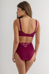 POUR MOI <BR>
Sofia Lace Embroidered Deep Brief <BR>
Berry <BR>