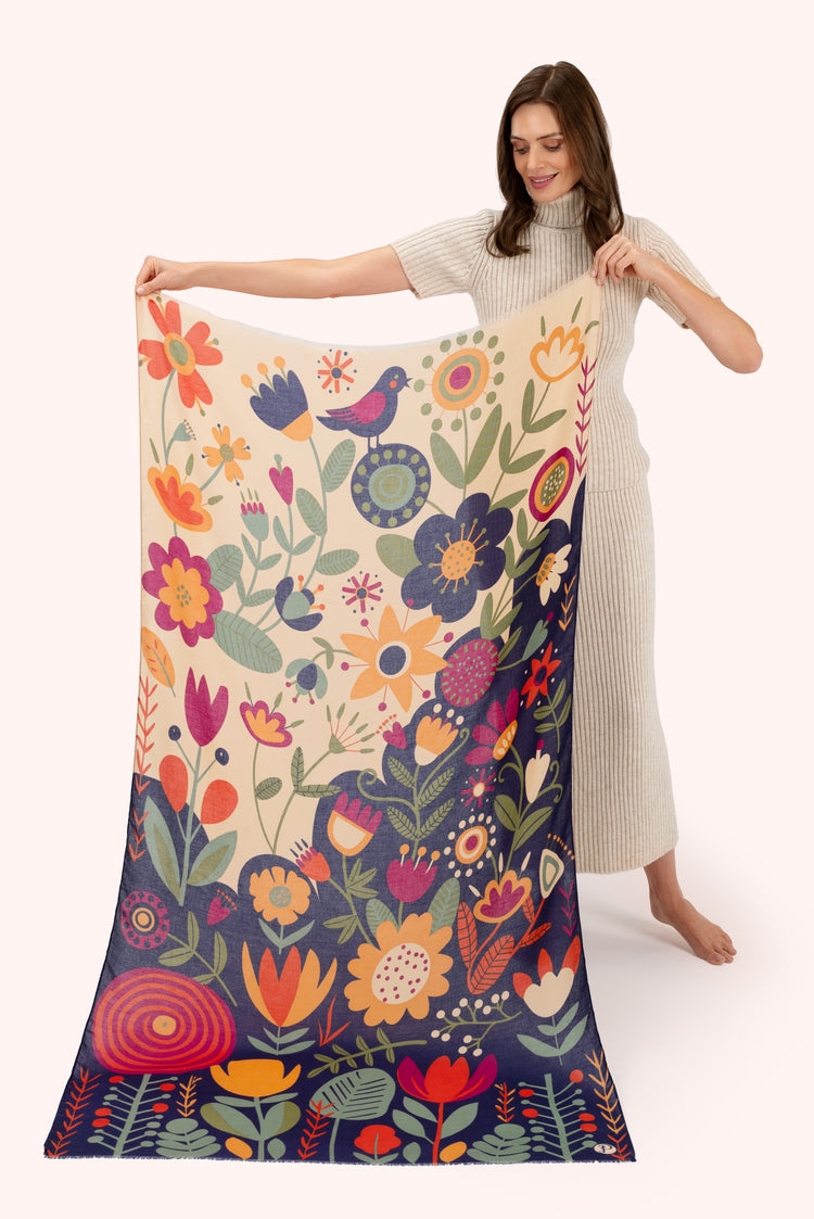 POWDER <BR>
Print Scarf - Scandi Two-Tone <BR>
Floral <BR>