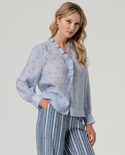 Load image into Gallery viewer, SURKANA <BR>
V-neck ruffled shirt <BR>
Dusty Blue <BR>

