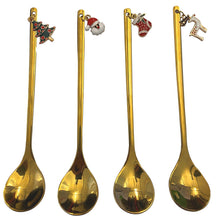 Load image into Gallery viewer, EDDINGTONS &lt;BR&gt;
Set of 4, Festive Charm Party Spoons &lt;BR&gt;
Gold &lt;BR&gt;
