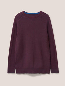 WHITE STUFF <BR>
Pentire Crew Neck Knit <BR>
Mid Teal or Plum <BR>