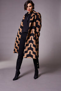 PERUZZI <BR>
Zig Zag Coat <BR>
Camel & Black <BR>