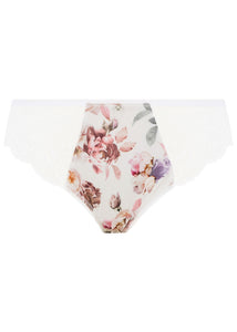FANTASIE <BR>
Pippa Brief <BR>
White with pink roses, Raspberry <BR>