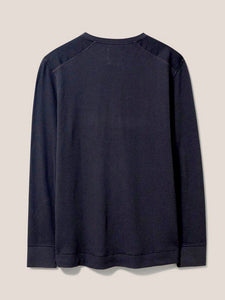 WHITE STUFF <BR>
Porter Waffle Henley Top <BR>
Navy <BR>