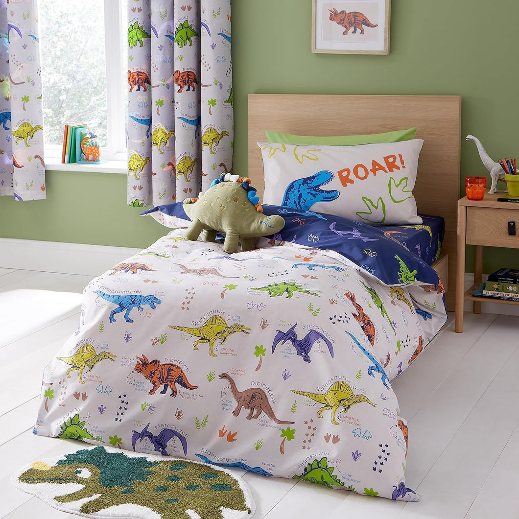 CATHERINE CLANSFIELD <BR>
Prehistoric Dinosaurs Reversible Duvet Cover Set <BR>
Natural <BR>