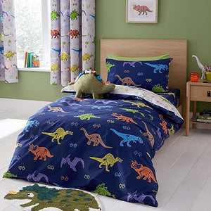 CATHERINE CLANSFIELD <BR>
Prehistoric Dinosaurs Reversible Duvet Cover Set <BR>
Natural <BR>