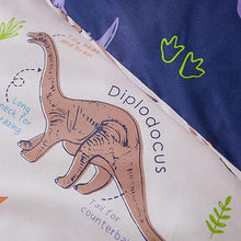 Load image into Gallery viewer, CATHERINE CLANSFIELD &lt;BR&gt;
Prehistoric Dinosaurs Reversible Duvet Cover Set &lt;BR&gt;
Natural &lt;BR&gt;

