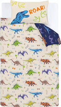 Load image into Gallery viewer, CATHERINE CLANSFIELD &lt;BR&gt;
Prehistoric Dinosaurs Reversible Duvet Cover Set &lt;BR&gt;
Natural &lt;BR&gt;
