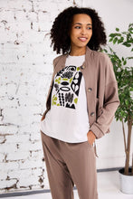 Load image into Gallery viewer, PERUZZI <BR>
Sequin T-Shirt <BR>
Cream, green &amp; black mofif <BR>
