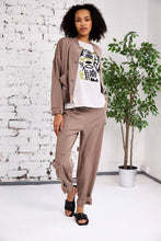 Load image into Gallery viewer, PERUZZI <BR>
Sequin T-Shirt <BR>
Cream, green &amp; black mofif <BR>
