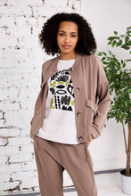 Load image into Gallery viewer, PERUZZI <BR>
Sequin T-Shirt <BR>
Cream, green &amp; black mofif <BR>
