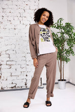Load image into Gallery viewer, PERUZZI <BR>
Sequin T-Shirt <BR>
Cream, green &amp; black mofif <BR>
