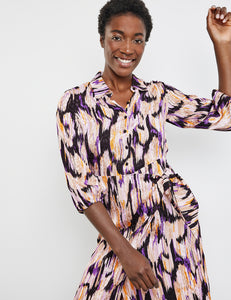 GERRY WEBER <BR>
Patterned blouse dress with a wrap-over skirt <BR>
Purple mix <BR>