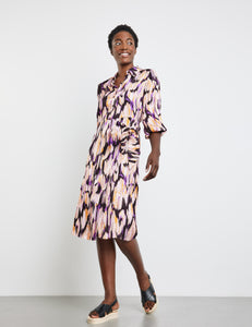 GERRY WEBER <BR>
Patterned blouse dress with a wrap-over skirt <BR>
Purple mix <BR>