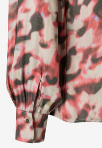 MORE & MORE <BR>
Pussy bow blouse with watercolor print<BR>
Multi <BR>