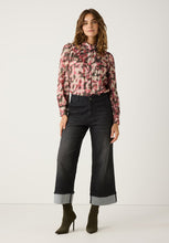 Load image into Gallery viewer, MORE &amp; MORE &lt;BR&gt;
Pussy bow blouse with watercolor print&lt;BR&gt;
Multi &lt;BR&gt;

