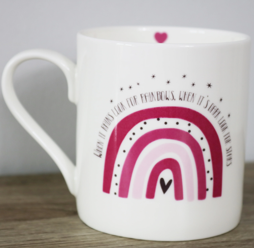 LOVE THE MUG <BR>
China Mug <BR>
'When it Rains Look For Rainbows'<BR>