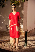 Load image into Gallery viewer, PERUZZI <BR>
Colour Trim Dress <BR>
Red <BR>
