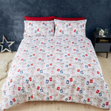 Load image into Gallery viewer, CATHERINE LANSFIELD &lt;BR&gt;
Retro Father Christmas Duvet Set &lt;BR&gt;
Navy, White &lt;BR&gt;
