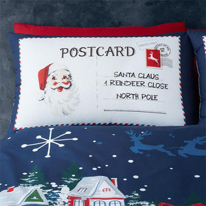 CATHERINE LANSFIELD <BR>
Retro Father Christmas Duvet Set <BR>
Navy <BR>