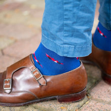 Load image into Gallery viewer, SWOLE PANDA &lt;BR&gt;
Men’s Racing Car Bamboo Socks &lt;BR&gt;
Navy &amp; red &lt;BR&gt;
