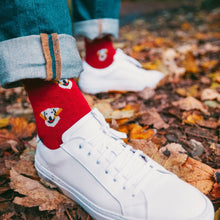 Load image into Gallery viewer, SWOLE PANDA &lt;BR&gt;
Men’s Golden Retreiver Bamboo Socks &lt;BR&gt;
Wine &lt;BR&gt;
