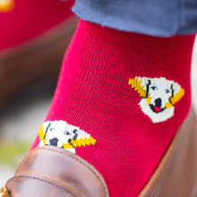 Load image into Gallery viewer, SWOLE PANDA &lt;BR&gt;
Men’s Golden Retreiver Bamboo Socks &lt;BR&gt;
Wine &lt;BR&gt;
