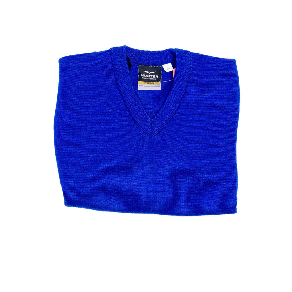SCHOOL JUMPER <BR>
Wool Mix, V Neck <BR>
No Crest <BR>
Royal <BR>
