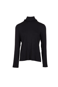 PERUZZI <BR>
Ruffle Neck Layering French Polo <BR>
Black <BR>
