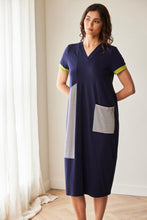 Load image into Gallery viewer, PERUZZI <BR>
V Neck Dress <BR>
Navy <BR>
