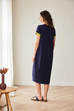 Load image into Gallery viewer, PERUZZI <BR>
V Neck Dress <BR>
Navy <BR>
