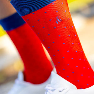 SWOLE PANDA <BR>
Mens Spotted Bamboo Socks <BR>
Red <BR>