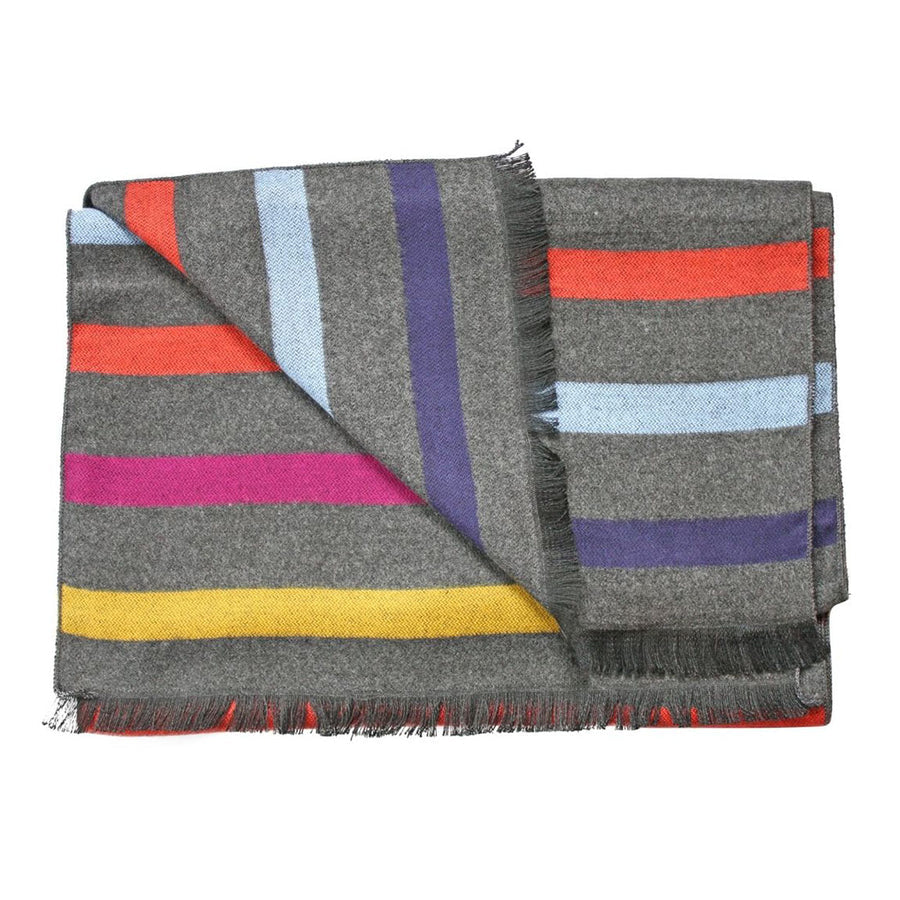 SWOLE PANDA <BR>
Men’s Bamboo Scarf <BR>
Grey Multi Stripe <BR>