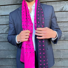 Load image into Gallery viewer, SWOLE PANDA &lt;BR&gt;
Men’s Spot Bamboo Scarf &lt;BR&gt;
Navy &amp; Pink  &lt;BR&gt;
