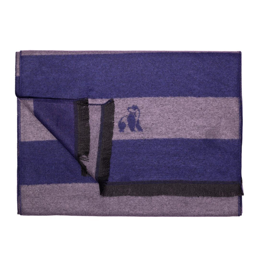 SWOLE PANDA <BR>
Men’s Stripe Bamboo Scarf <BR>
Grey & Blue<BR>