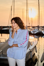 Load image into Gallery viewer, PERUZZI&lt;BR&gt;
Stripe Top Contrast Sleeve&lt;BR&gt;
Blue/Pink&lt;BR&gt;
