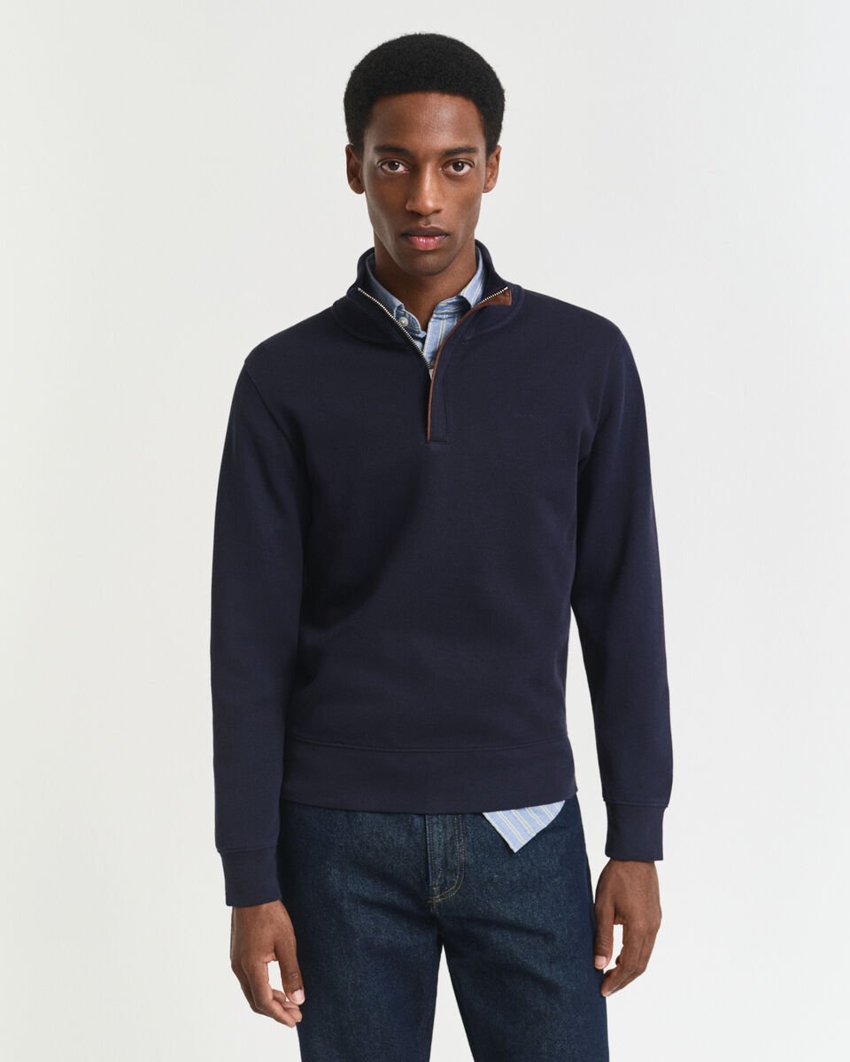GANT <BR>
Sacker Rib Half-Zip Sweatshirt <BR>
Navy or Wine available <BR>