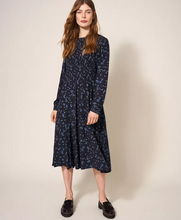 Load image into Gallery viewer, WHITE STUFF&lt;BR&gt;
Aneth Dress&lt;BR&gt;
Black/ Blue&lt;BR&gt;
