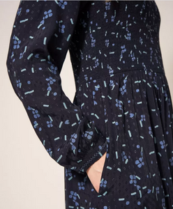 WHITE STUFF<BR>
Aneth Dress<BR>
Black/ Blue<BR>