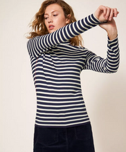Load image into Gallery viewer, WHITE STUFF&lt;BR&gt;
Camille High Neck Tee&lt;BR&gt;
Navy, Grey, Lime&lt;BR&gt;

