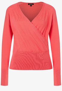 MORE AND MORE<BR>
Fine Knit Jumper with Wrap Look<BR>
Coral<BR>
