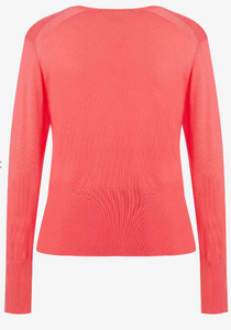 MORE AND MORE<BR>
Fine Knit Jumper with Wrap Look<BR>
Coral<BR>